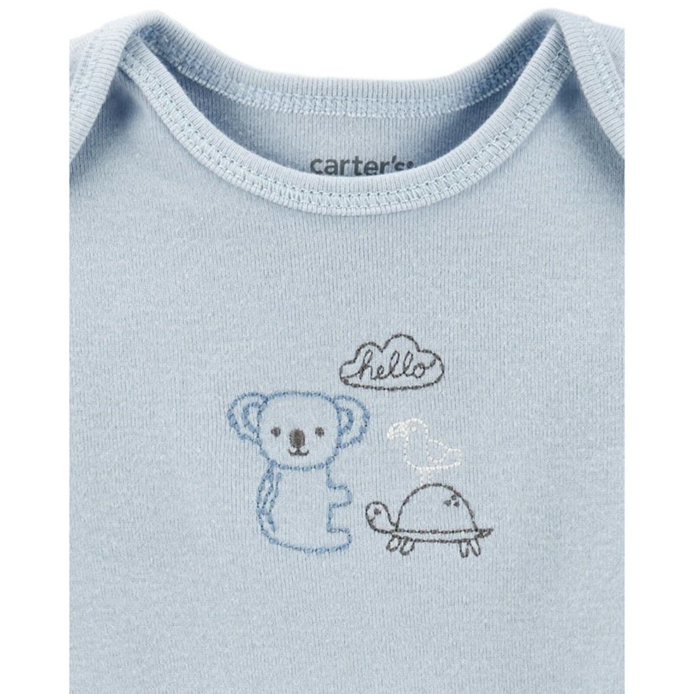 Carter's Baby Boys 5 Pack 6 Month 6M Bodysuit Animal Set Blue and White - Picture 2 of 6